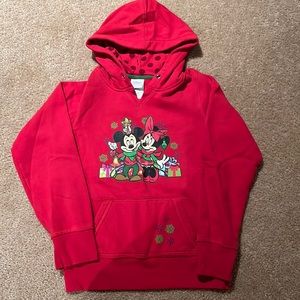 Disney Girls Holiday Hoodie. Mickey and Minnie. Excellent Condition!